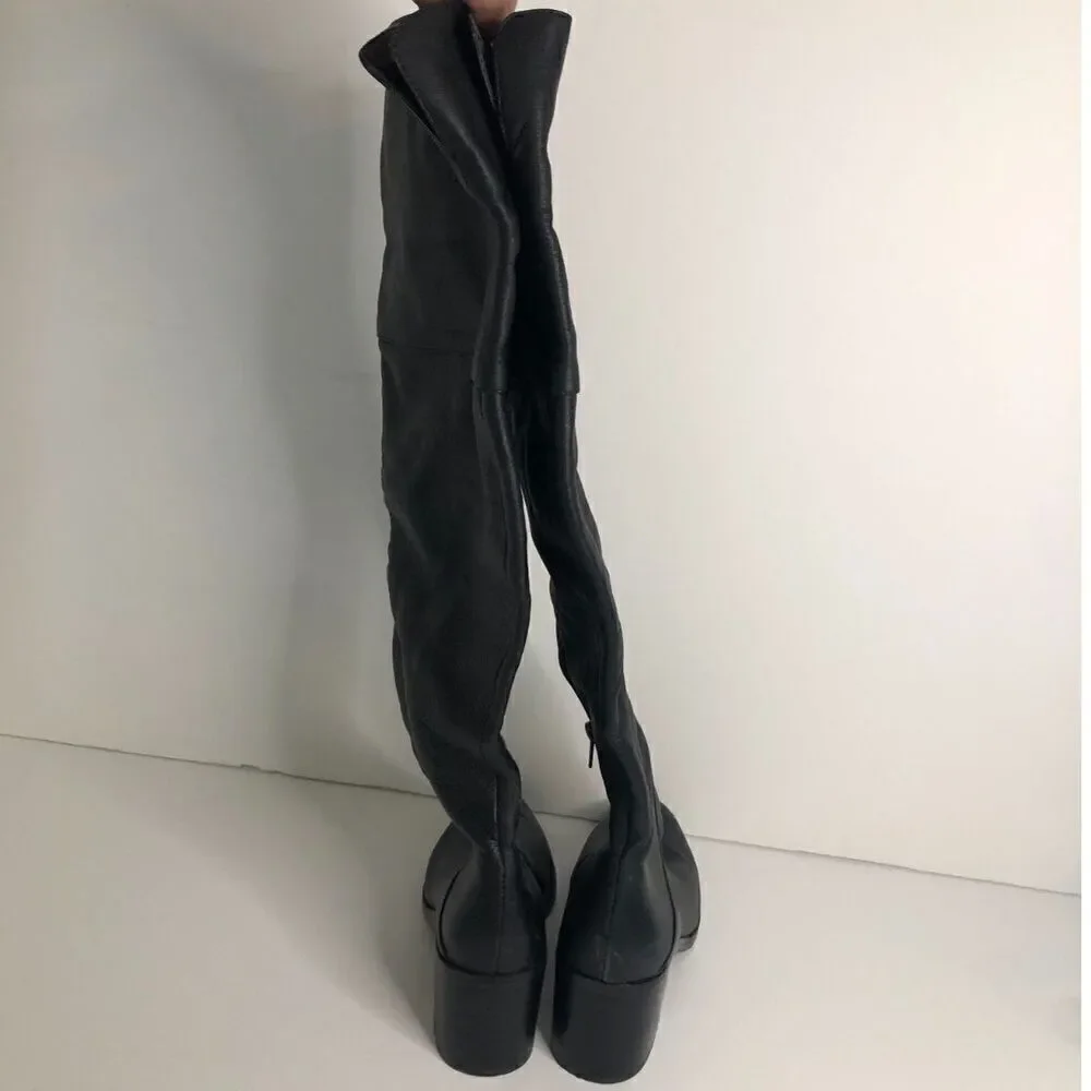 STEVE MADDEN Boots Women's Size 6.5 Black Roman Leather Knee High Shoes